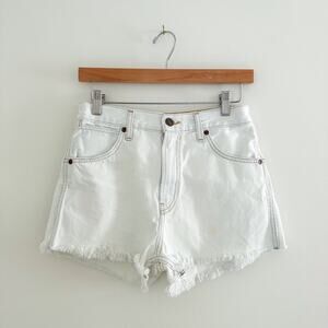 RE/DONE Double Needle Western Short Denim Frayed Hem White 27